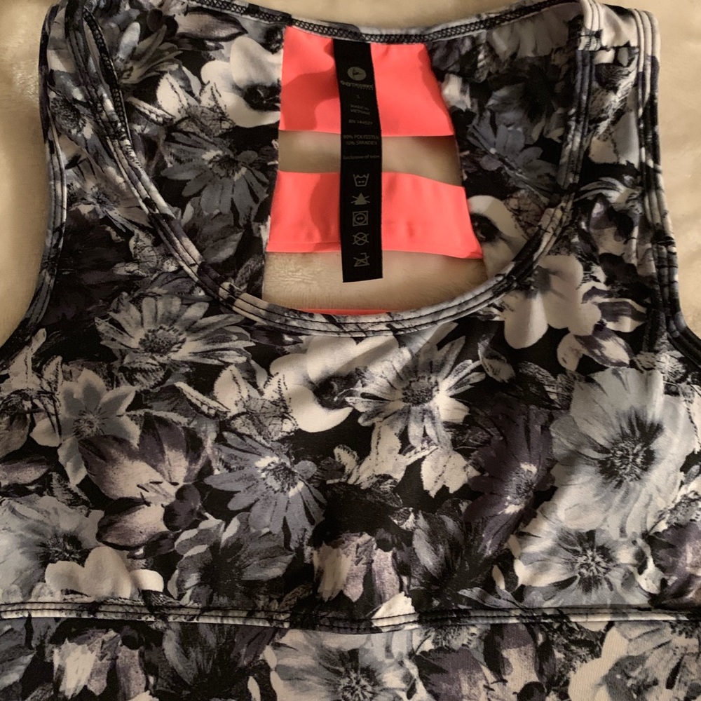 Gray Flowered Sports Bra